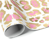 Eleganter Leopard bedrucken Goldfolie pink weiß gü Geschenkpapier (Rolleneckpunkt)