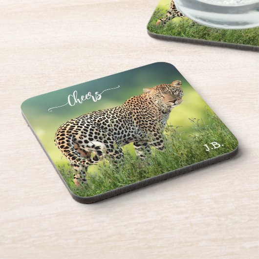 Eleganter Leopard Big Cat Untersetzer (Linke Seite)