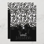 Eleganter Leopard Bow & Diamond 16 . Geburtstag 16 Einladung (Vorne/Hinten)