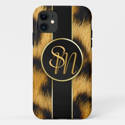 Eleganter Leopard-Druck-Monogramm-Skript iPhone Case-Mate iPhone Hülle (Rückseite)