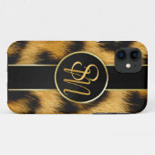 Eleganter Leopard-Druck-Monogramm-Skript iPhone Case-Mate iPhone Hülle (Rückseite (Horizontal))