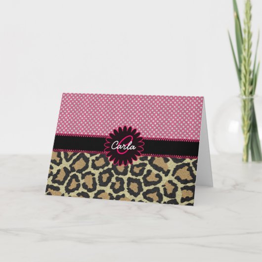 Eleganter Leopard-Druck und Tupfen-Monogramm (Vorderseite)