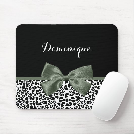 Eleganter Leopard druckt dunkelgrünes Band mit Nam Mousepad (Mit Mouse)