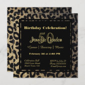 Eleganter Leopard Print Glitzer Einladung (Vorne/Hinten)