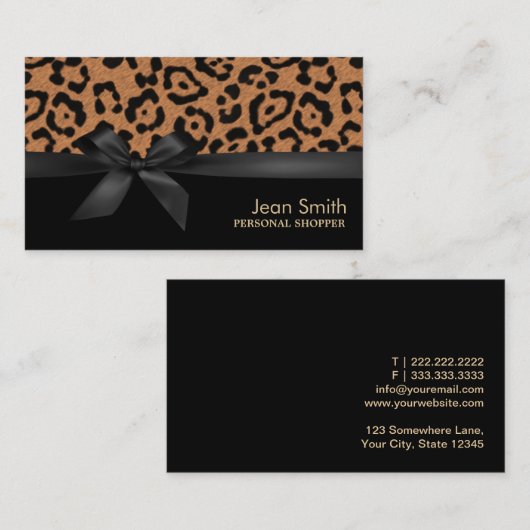 Eleganter Leopard Print Personal Shopper Visitenkarte (Vorne/Hinten)