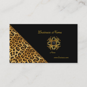 Eleganter Leopard Schwarz Gold Visitenkarte