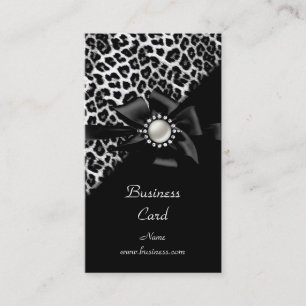 Eleganter Leopard Schwarz Silber Diamant Bild Visitenkarte