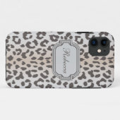 Eleganter Leoparddruck mit Monogramm Case-Mate iPhone Hülle (Rückseite (Horizontal))