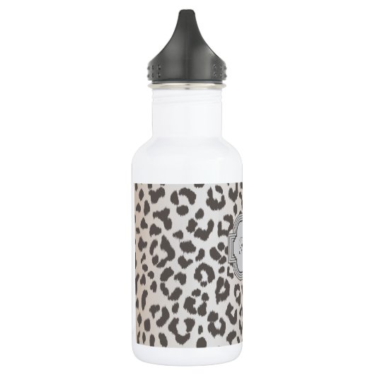 Eleganter Leoparddruck mit Monogramm Edelstahlflasche (Links)