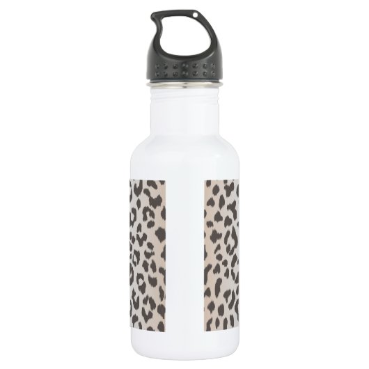 Eleganter Leoparddruck mit Monogramm Edelstahlflasche (Rückseite)