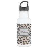 Eleganter Leoparddruck mit Monogramm Edelstahlflasche (Vorderseite)