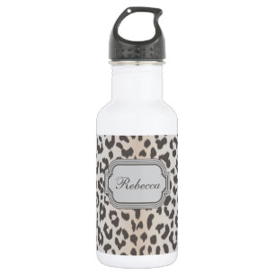 Eleganter Leoparddruck mit Monogramm Edelstahlflasche