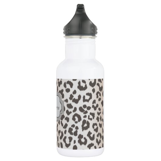 Eleganter Leoparddruck mit Monogramm Edelstahlflasche (Rechts)