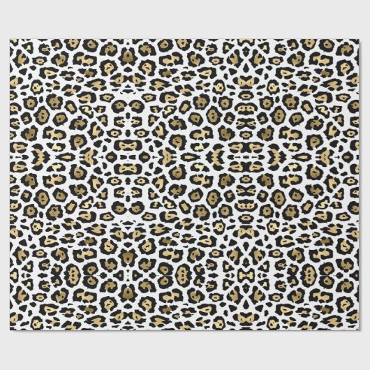 Eleganter Leopardenprint Goldfolie Schwarz-weiß sc Geschenkpapier (Flach)