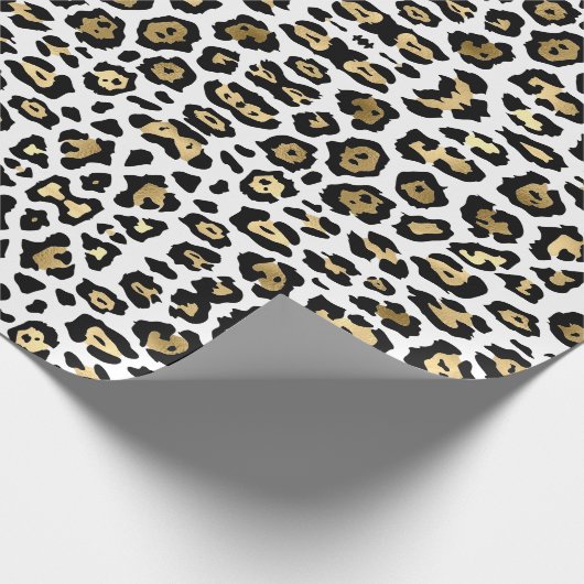 Eleganter Leopardenprint Goldfolie Schwarz-weiß sc Geschenkpapier (Ecke)