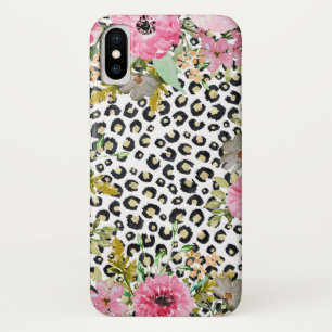 Eleganter Leopardenprint und Blumendesign Case-Mate iPhone Hülle