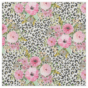 Eleganter Leopardenprint und Blumendesign Stoff