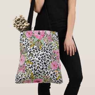 Eleganter Leopardenprint und Blumendesign Tasche