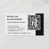 Eleganter Letter A Antique Monogram Renaissance Visitenkarte (Vorderseite)