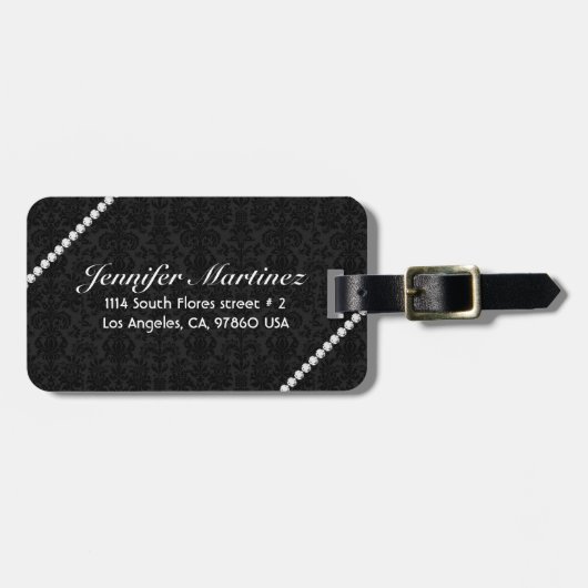 Eleganter Letter A Sparkling Diamonds Monogram Gepäckanhänger (Vorderseite horizontal)