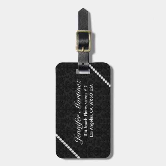 Eleganter Letter A Sparkling Diamonds Monogram Gepäckanhänger (Vorderseite vertikal)