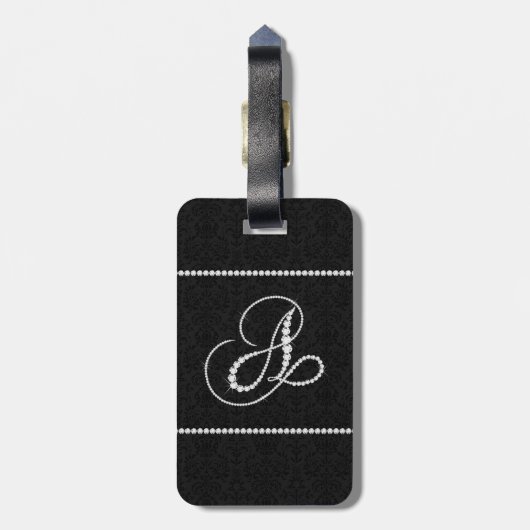 Eleganter Letter A Sparkling Diamonds Monogram Gepäckanhänger (Rückseite vertikal)