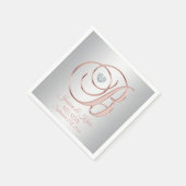 Eleganter Letter 'B' Silver Gray Rose Gold Wedding Serviette (Ecke)
