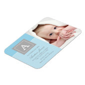 Eleganter Letter Block Baby Boy Blue Foto Birth Magnet (Linke Seite)