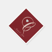 Eleganter Letter C Burgundy Rose Gold Wedding Serviette (Ecke)