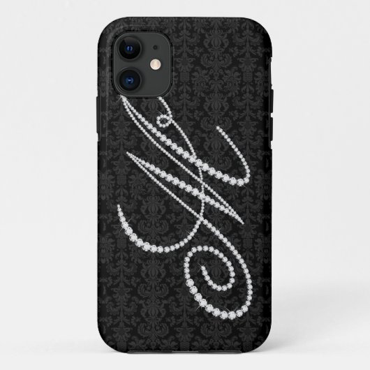 Eleganter Letter M Sparkling Diamonds Monogram Case-Mate iPhone Hülle (Rückseite)