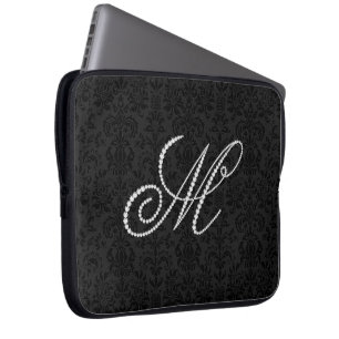 Eleganter Letter M Sparkling Diamonds Monogram Laptopschutzhülle