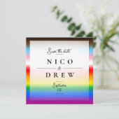 Eleganter LGBTQ+-Fortschrittsstolz auf Hochzeit Save The Date (Stehend Vorderseite)