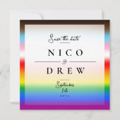 Eleganter LGBTQ+-Fortschrittsstolz auf Hochzeit Save The Date (Vorderseite)