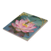 Eleganter Libellen-Rosa-Lotus-Jugendstil-Rahmen Fliese (Seite)