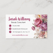 Eleganter Lichtmaroon und Beige Flora Visitenkarte (Rückseite)