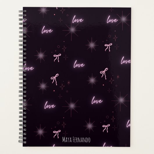 Eleganter Liebe-Themed Black Ästhetical Planner Planer (Vorderseite)
