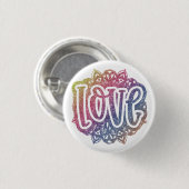 Eleganter Liebe Zitat Glitzer Sparkle Romance Button (Vorne & Hinten)