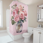 Eleganter Ligh Blush Pink Roses Duschvorhang (Beispiel)