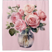 Eleganter Ligh Blush Pink Roses Duschvorhang (Vorderseite)