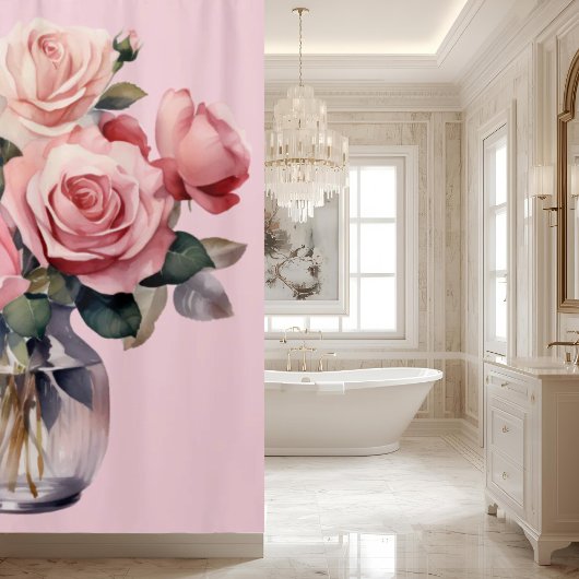 Eleganter Ligh Blush Pink Roses Duschvorhang