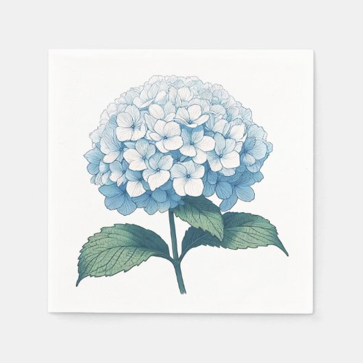 Eleganter Light Blue Hydrangea Blume Cocktail Serviette (Vorderseite)