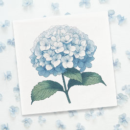 Eleganter Light Blue Hydrangea Blume Cocktail Serviette