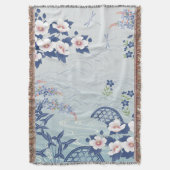 Eleganter Light Blue Japanischer Blumengarten Decke (Vorderseite Vertikal)