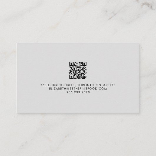 Eleganter Light Gray Luxury Minimal QR CODE Visitenkarte (Rückseite)