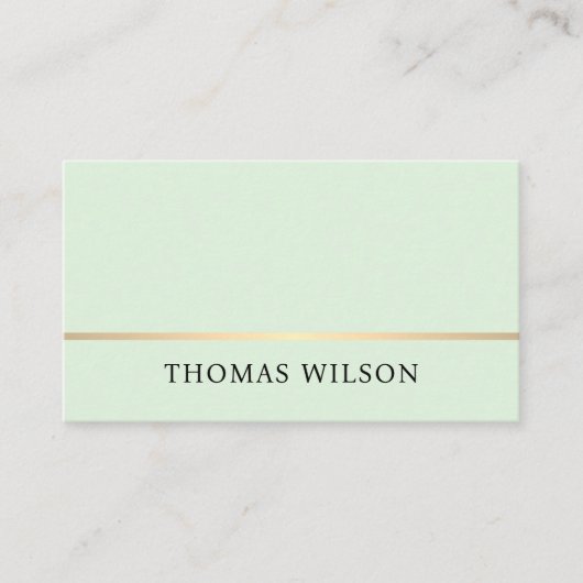 Eleganter Light Green Imitats Gold Line Consultant Visitenkarte (Vorderseite)
