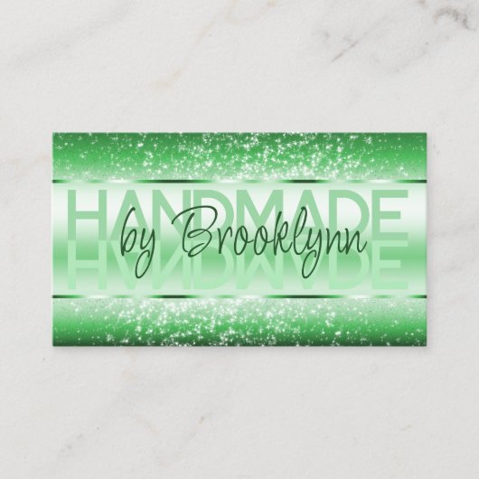 Eleganter Light Green Luxury Sparkle Glitzer Glam Visitenkarte (Vorderseite)