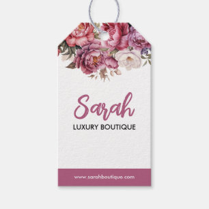 Eleganter Light Maroon und Beige Floral Business T Geschenkanhänger
