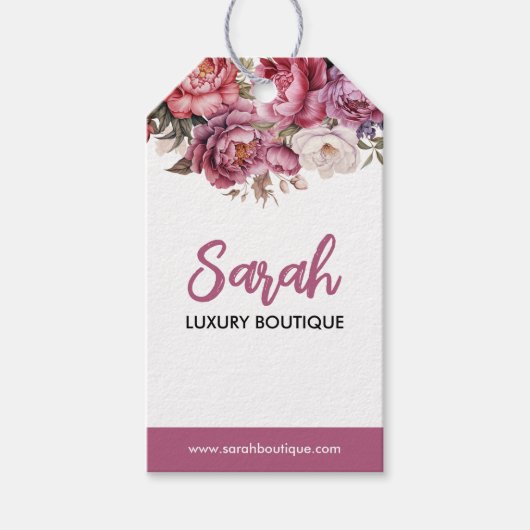 Eleganter Light Maroon und Beige Floral Business T Geschenkanhänger (Vorderseite)