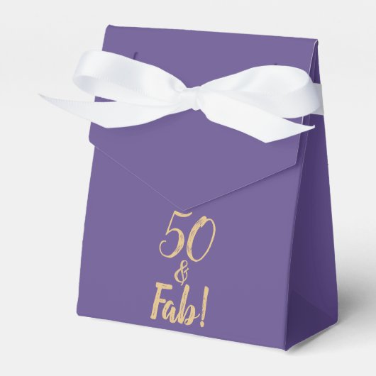 Eleganter Lila "50 & Fab!" 50. Geburtstag Geschenkschachtel (Vorderseite)
