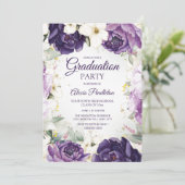 Eleganter Lila Abschluss Einladung (Stehend Vorderseite)